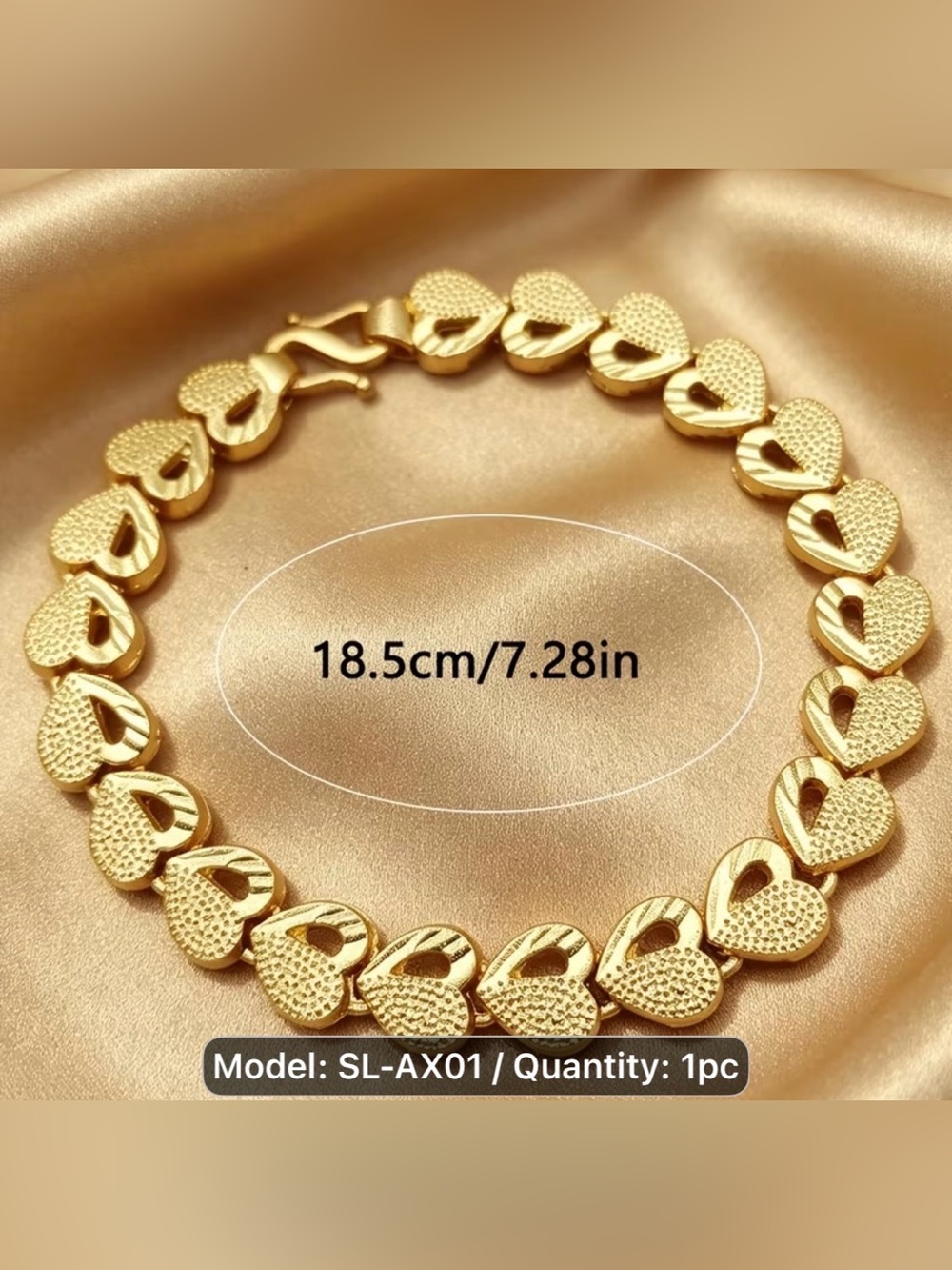 Gold Heart Link Bracelet - Women Jewelry by